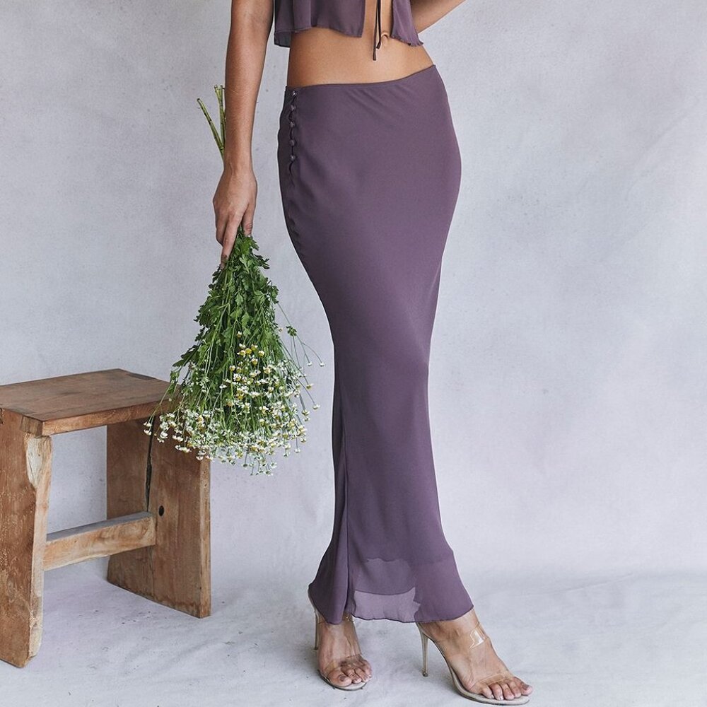 House of CB, Mauve, Maxi Skirt, Beautiful Georgette Fabric, Size Small